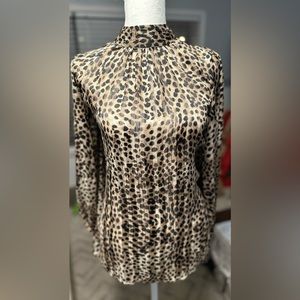 H&M light weight sheer Cheetah print with cuffs and silver buttons.